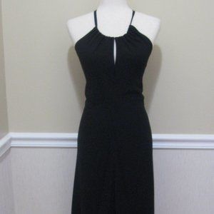 Vintage Elegant Black Halter Midi Dress